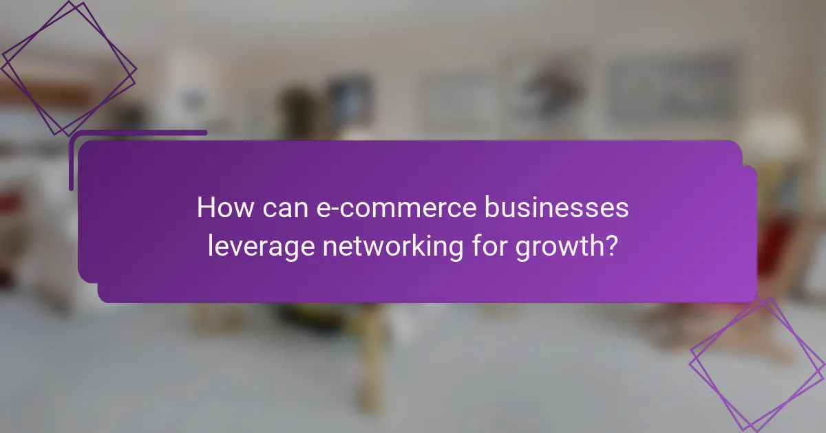 How can e-commerce businesses leverage networking for growth?