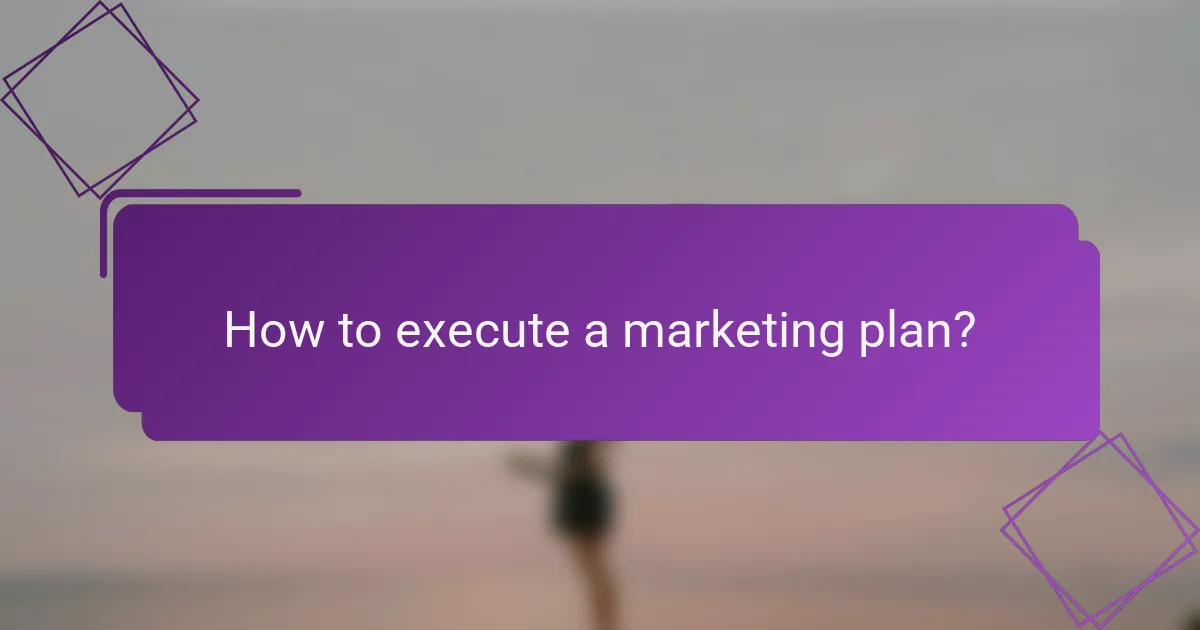 How to execute a marketing plan?