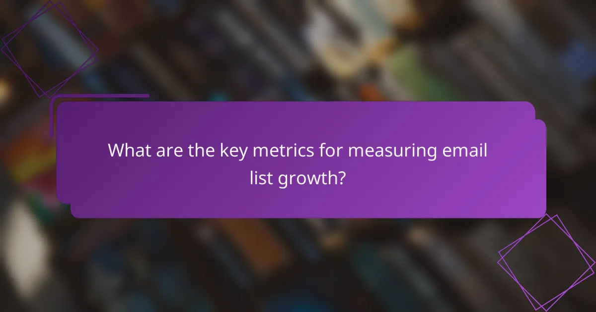 What are the key metrics for measuring email list growth?